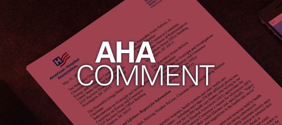 Image of letter under text that reads: AHA Comment