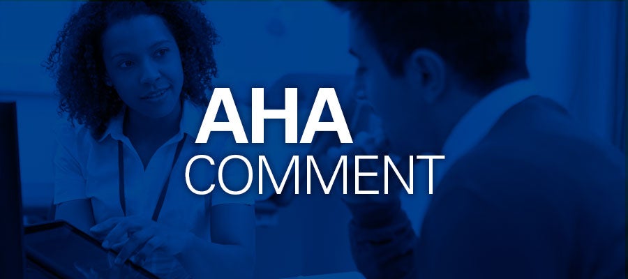 blue background with white text that says "AHA Comment"