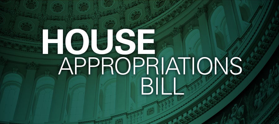 green background with white text that reads "House Appropriations Bill"