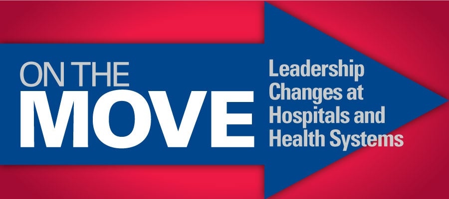 on the move logo: red background with blue arrow that says "On the Move"