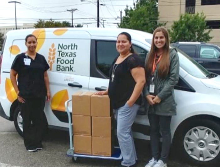North Texas food bank van and workers