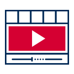 red and white video player icon
