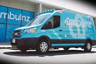 $1B Health Care Startups on the Rise and Getting to Market Faster. A blue Ambulnz van with the Ambulnz logo painted on the side.