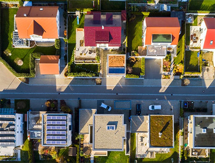 Arial view of houses