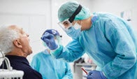 Patient being treated in hospital setting