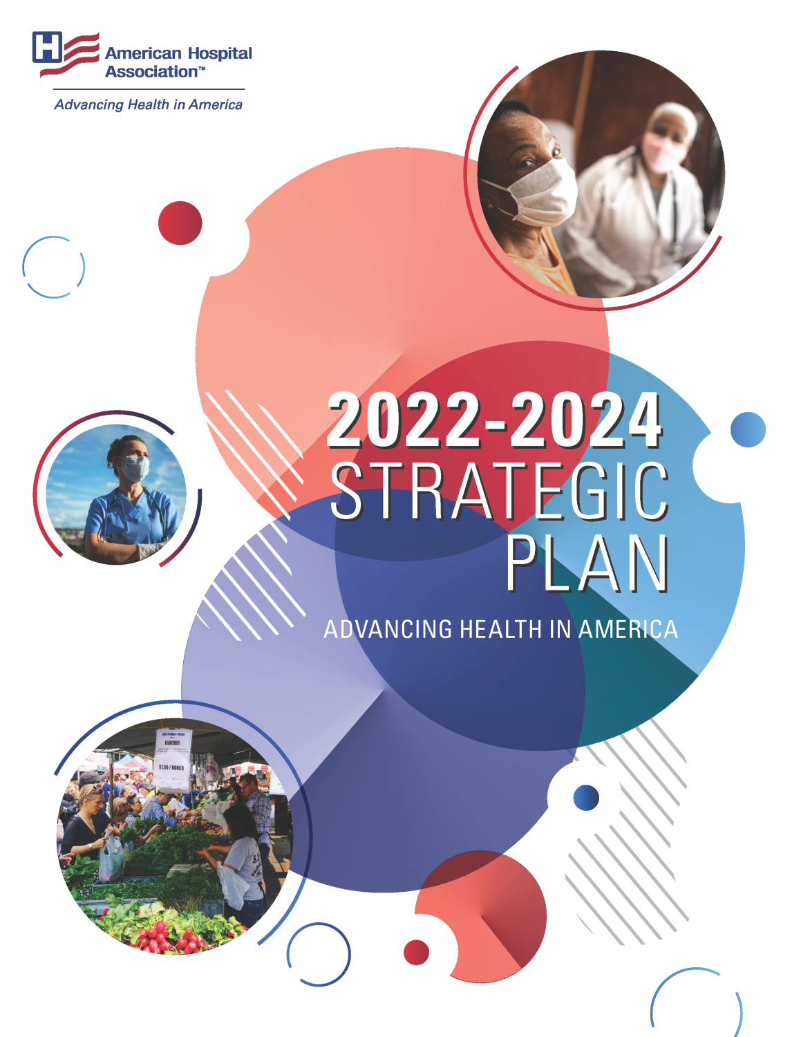 AHA's 2022–2024 Strategic Plan cover. American Hospital Association. Advancing Health in America.