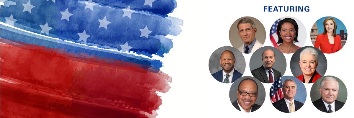 2022 AHA Annual Membership Meeting - Flag graphic on right, Featured Speakers on the right