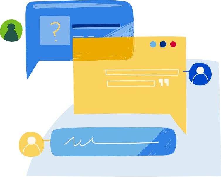 Community Collaboration for Solutions icon. On digital chat thread.