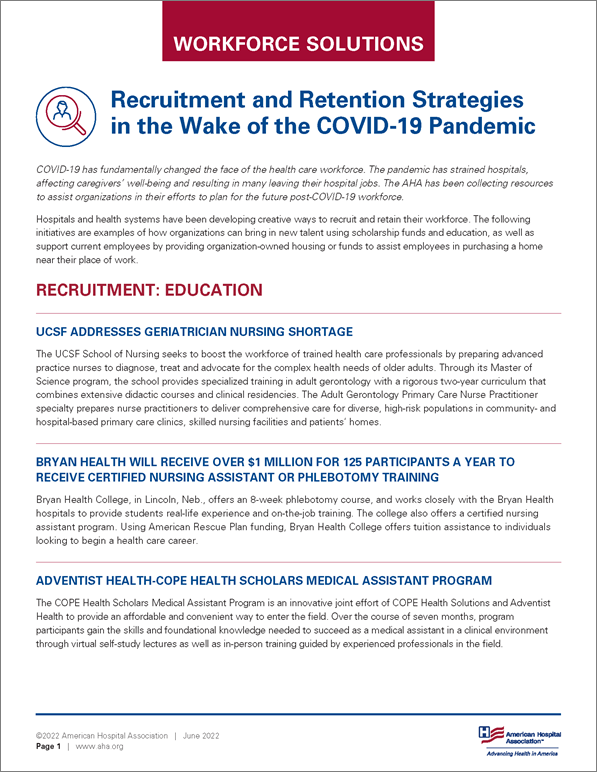 Workforce Solutions: Recruitment and Retention Strategies in the Wake of the COVID-19 Pandemic
