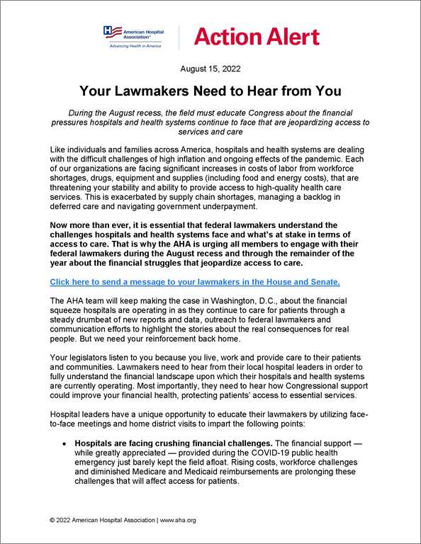 Action Alert: Click here to download the Action Alert: Your Lawmakers Need to Hear from You PDF.