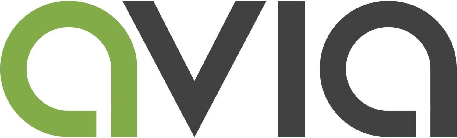 avia logo, Avia spelled out in lowercase letters, first A is green, remaining letters are dark gray