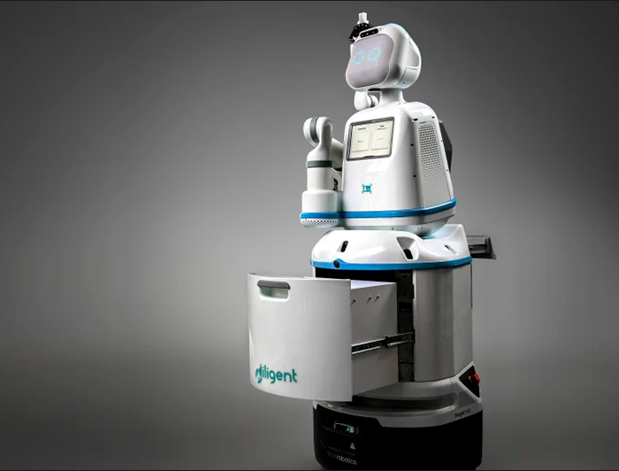 Moxi robot appears in a Diligent Robotics product photo