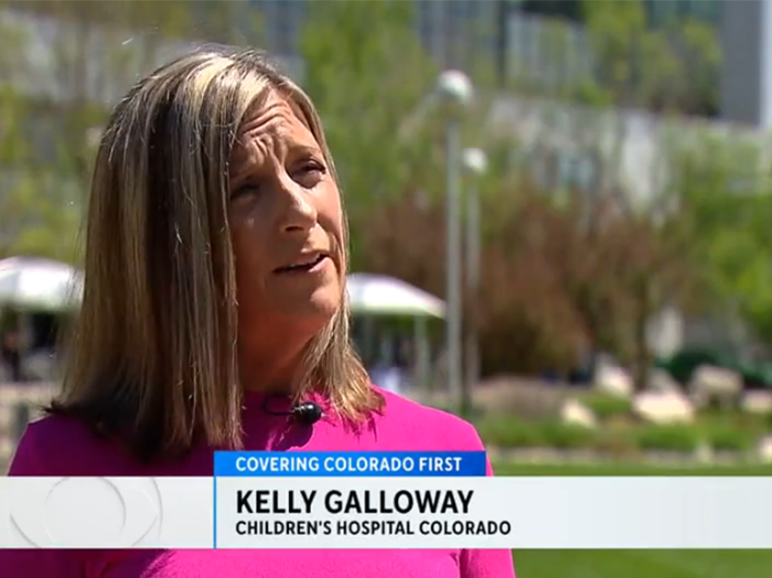 Kelly Galloway of Children's Hospital Colorado discusses the partnership with a local reporter in this video still