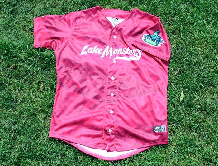 Lake monsters pink jersey on grass