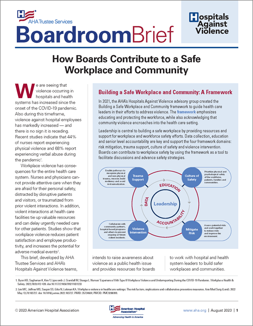 Boardroom Brief: How Boards Contribute to a Safe
Workplace and Community