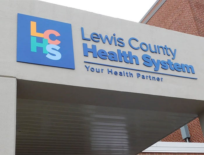 Lewis County Health System sign above facility entrance