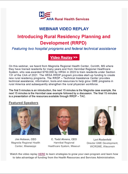 Webinar Video Replay: Introducing Rural Residency Planning and Development (RRPD)