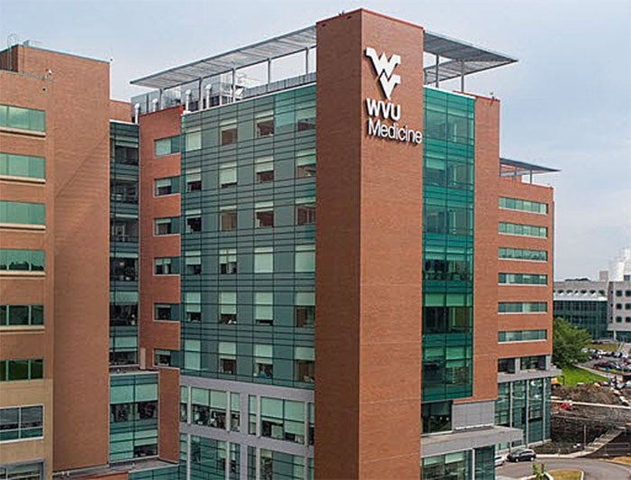 West Virginia University Health System. Exterior shot of WVU Medicine facility.