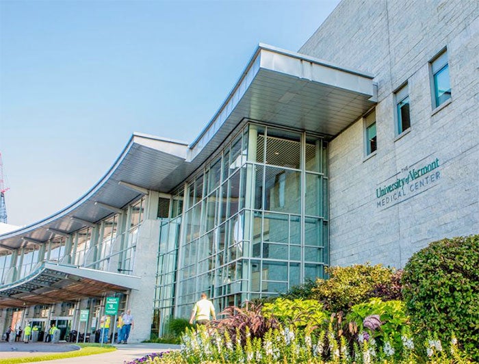 University of Vermont Health Network facility against a blue sky