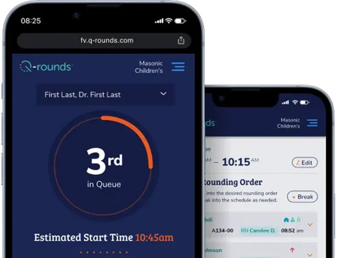 product image of Q-rounds app on phone screen