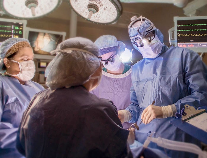 UPMC Western Maryland. Stock photo of surgical team in theater