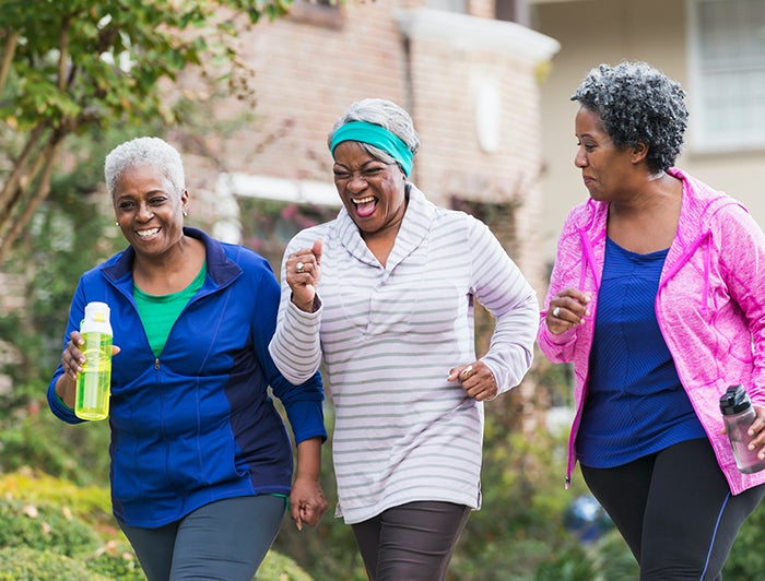 OSU Wexner Medical Center. Older women walk outdoors