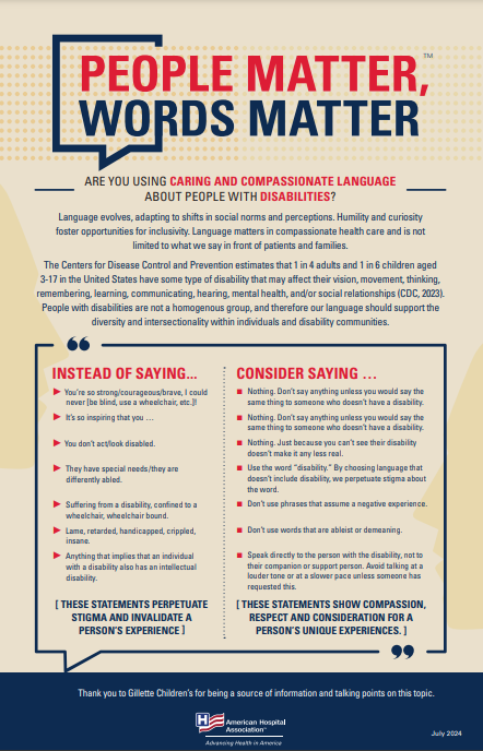 Click to download poster: Are you using caring and compassionate language about people with disabilities? Are you using caring and compassionate language about people with disabilities?