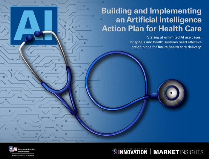 Cover image of the report: Building and Implementing an Artificial Intelligence Action Plan for Health Care