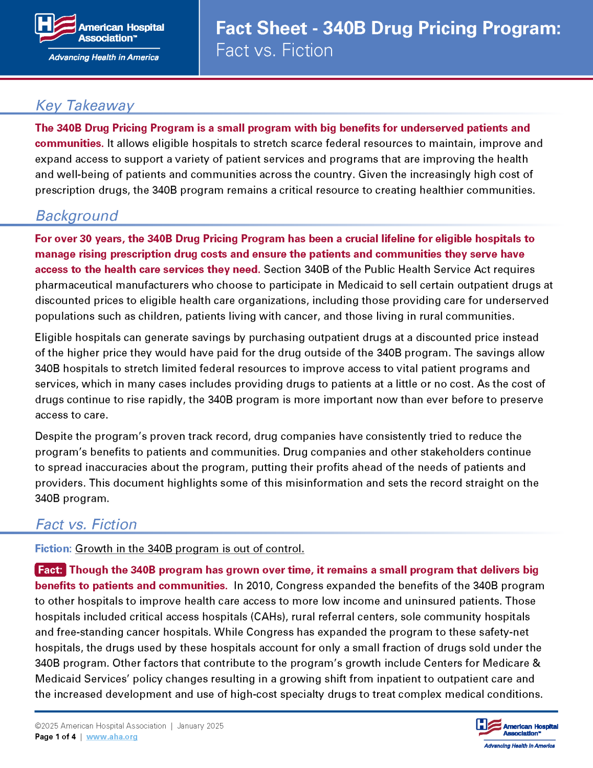 Fact Sheet: 340B Fact vs Fiction last Updated