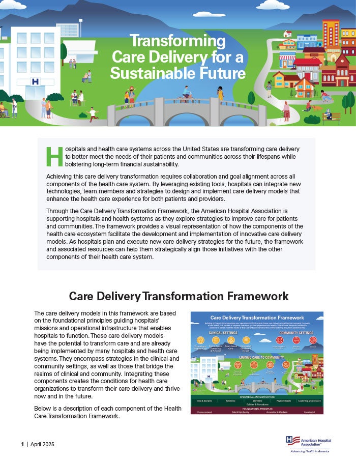 Transforming Care Delivery for a Sustainable Future Issue Brief PDF