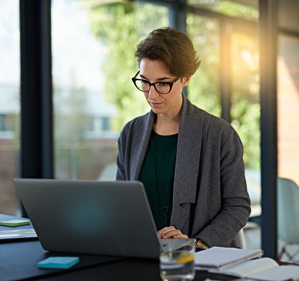 woman attending a webinar