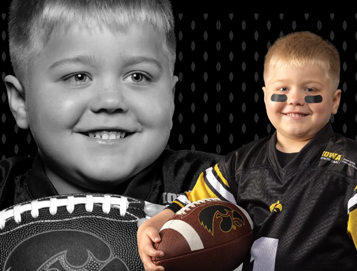 Telling the Hospital Story: Stead Family Children’s Hospital treats rare-disease patient — and makes time for football; Patient James Hall