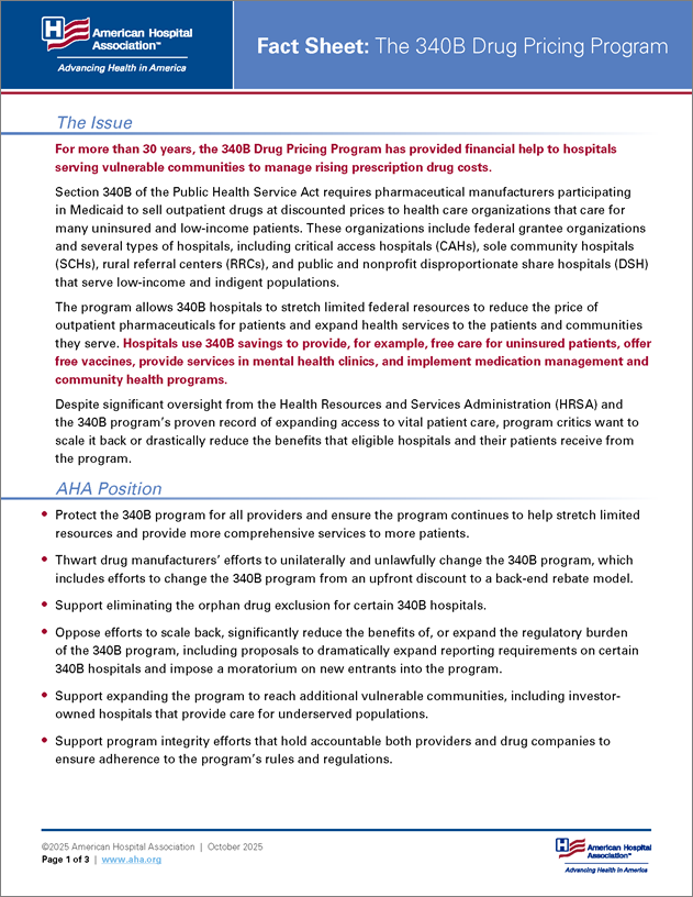 Fact Sheet: The 340B Drug Pricing Program, October 17, 2025