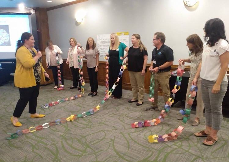 Team Training group with multiple paper chains