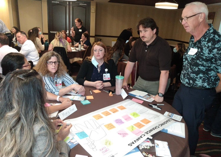Team Training group gathered around a table