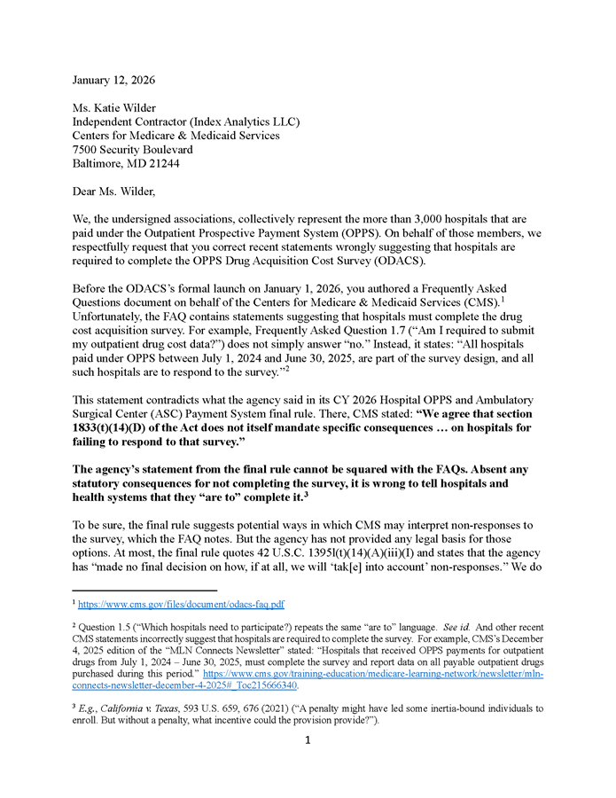 AHA, Other Groups: It’s Wrong to Tell Hospitals They ‘Are to’ Complete Drug Acquisition Cost Survey
