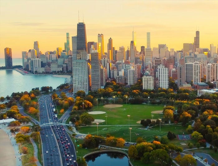 Aerial view of Chicago, IL