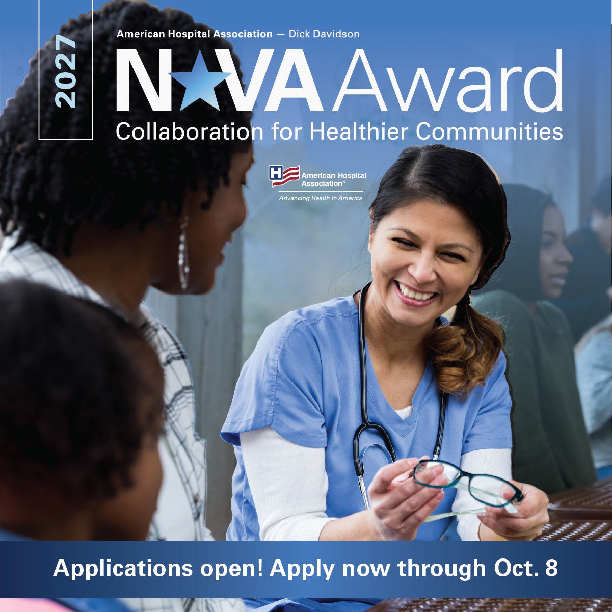 2027 Dick Davidson NOVA Award - Collaboration for healthier communities. Apply now through October 8, 2027 | 1200x1200px