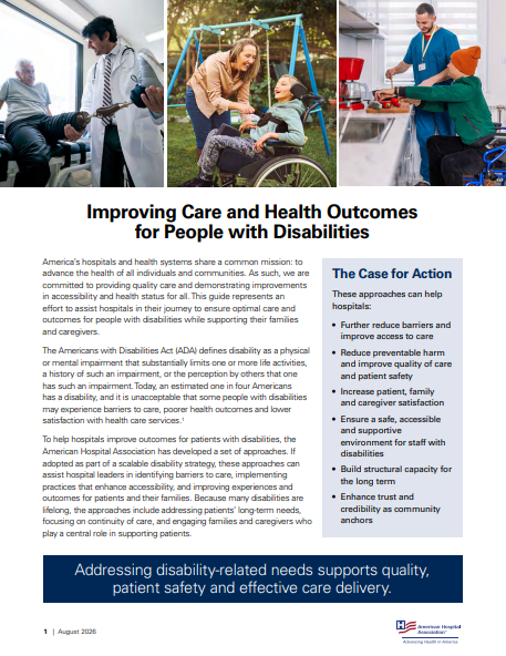 Cover image of issue brief - Improving Care and Health Outcomes for People with Disabilities