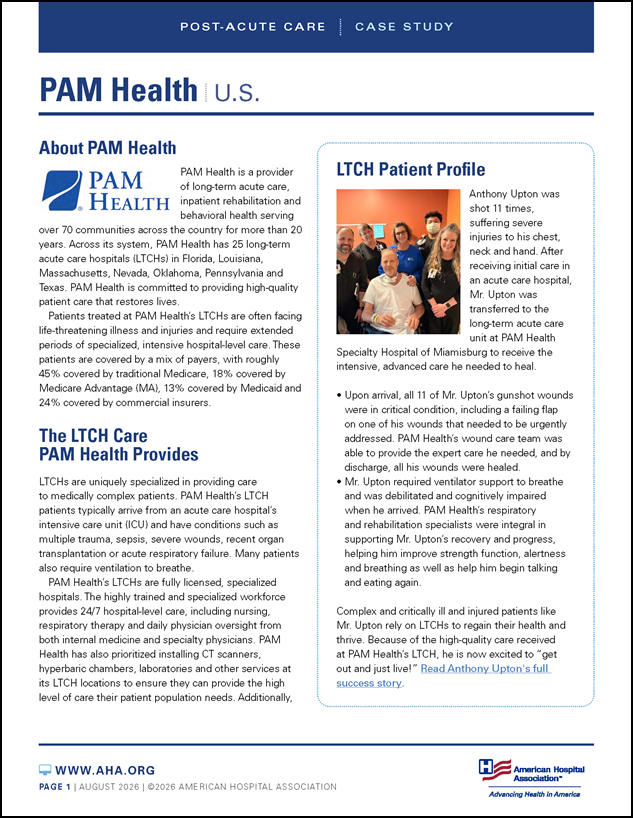 PAM Health U.S. Post-Acute Care Case Study Cover.