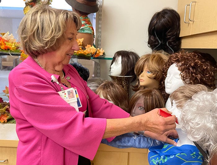 Wigs on display at the Unique Boutique
