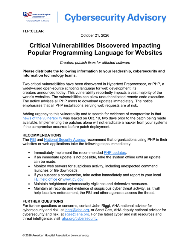 Cybersecurity Advisory:Critical Vulnerabilities Discovered Impacting Popular Programming Language