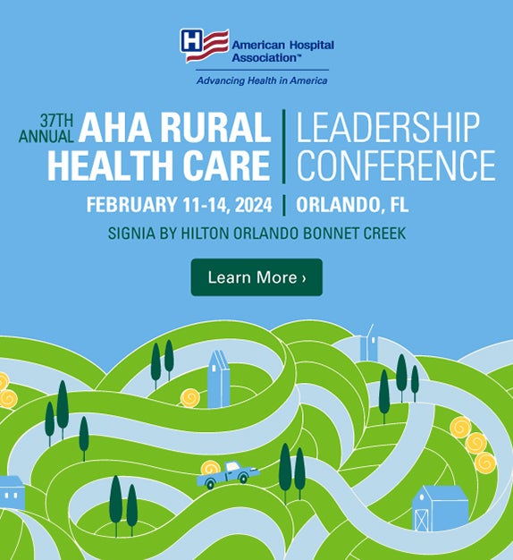 37th Annual AHA Rural Health Care Leadership Conference. February 11–14, 2024. Orlando, Florida. Signia by Hilton Orlando Bonnet Creek. Learn More.