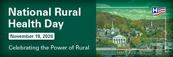 Email Graphic Green hillside landscape of buildings and trees.