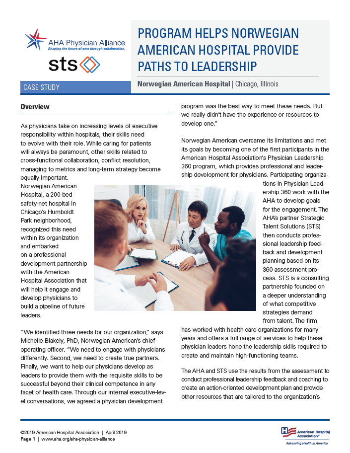 Page 1 of Program Helps Norwegian American Hospital Provide Paths to Leadership