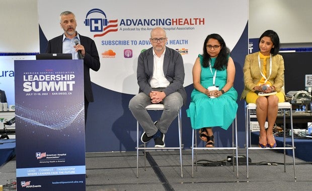 6 Startups That Could Transform Health Care. Anuradhika Anuradhika, system vice president, strategic partnerships with CommonSpirit Health; Hank Capps, M.D., executive vice president of Wellstar Health System; and Dipa Mehta, system vice president, corporate development and ventures, Advocate Aurora Enterprises on stage questioning leaders of health care startups at the AHA Leadership Summit.