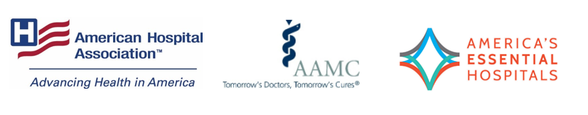 AHA AAMC Americas Essential Hospitals Logos