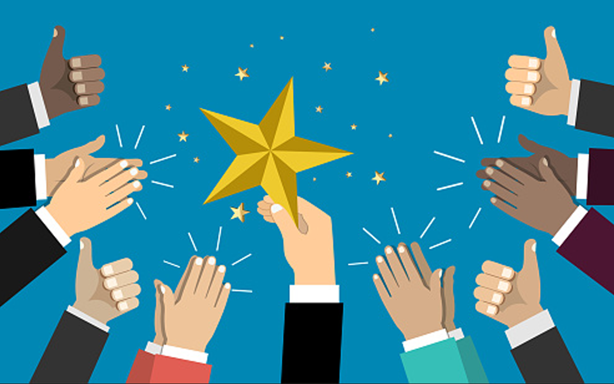 AHA Member Spotlight: How 5 Award-Winning Providers Achieved Excellence. Hands clapping and giving a thumbs up to an award winner holding a star.