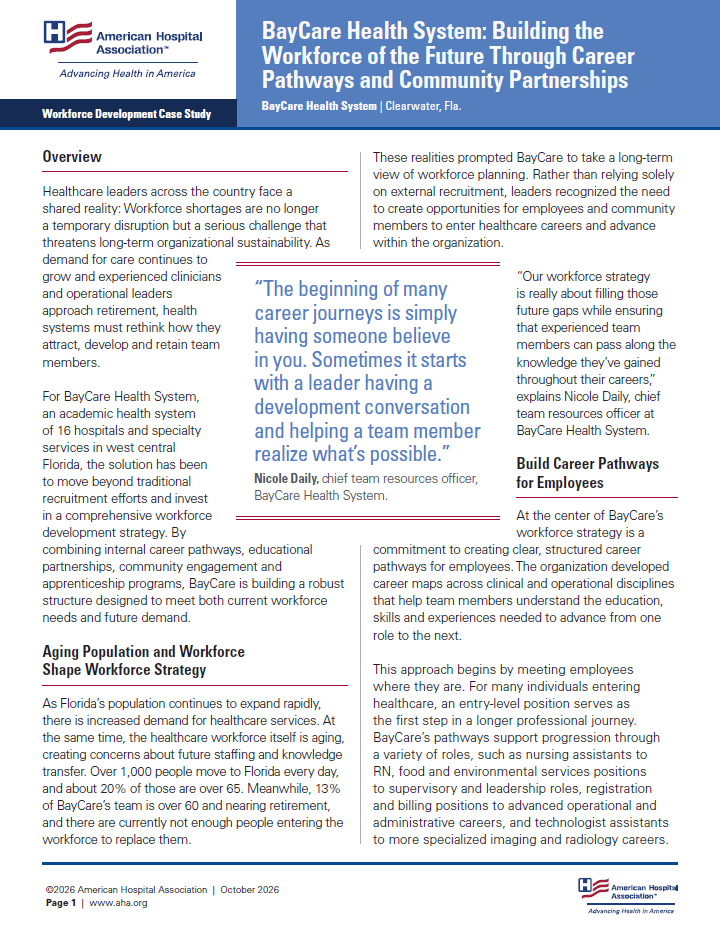 BayCare Health System: Building the Workforce of the Future Through Career Pathways and Community Partnerships