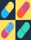 Biosimilars may reshape the market. Four pharmaceutical pills displayed like an Andy Warhol pop Iconophilia.